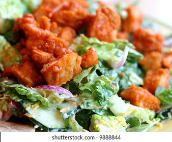 A Delicious Salad With Buffalo Chicken Tenders