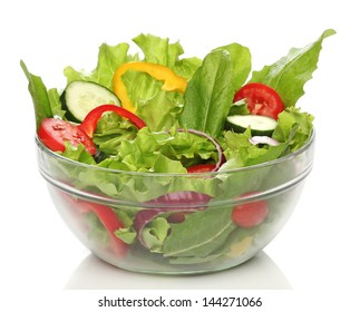 Delicious Salad On A Bowl Isolated Over White