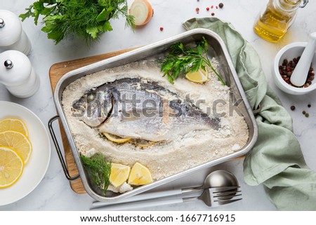 Similar – Rosa Dorado Fish in baking tin