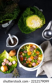 Delicious Savoy Cabbage Soup In White Vase