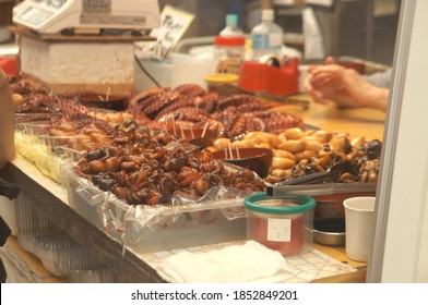 Delicious Seasoned Octopus On Street Vendor's Stall