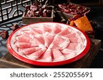 Delicious shabu-shabu ingredients: sun roll fat lamb slices