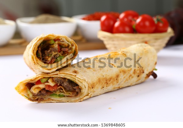 Delicious Shawarma Doner Kebab Roll Pita Stock Photo Edit Now