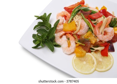 Delicious Shrimp Pasta Salad With A Variety Of Colorful Vegetables