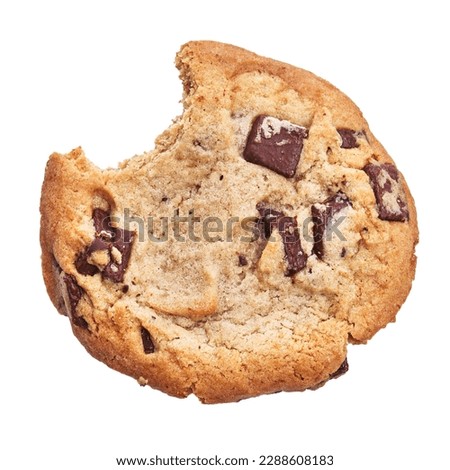 Delicious single chocolate piece of cookie over isolated white background
