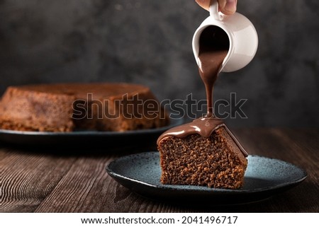Delicious slice of chocolate cake.