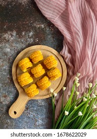 Delicious Snack Known As Kuih Tart Over On The Table. Top View And Food Condept