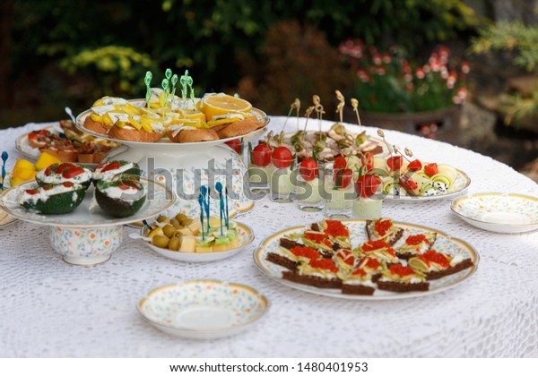 Delicious Snacks On Wedding Reception Table Stock Photo Edit Now