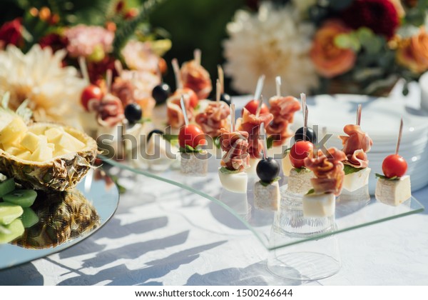 Delicious Snacks On Wedding Reception Table Stock Photo Edit Now