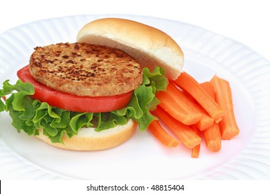 Delicious Soy Based Vegan Burger With Fresh Vegetables.