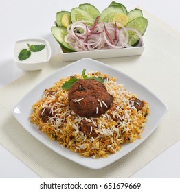 Delicious And Spicy Beef Biryani And Kabab