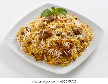 Delicious And Spicy Beef Biryani And Kabab