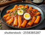 Delicious Spicy Tteokbokki with Boiled Eggs and Sesame Seeds