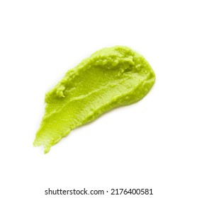 Delicious spicy wasabi paste isolated on white, top view
