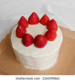 Delicious Strawberry Shortcake With White Silk Background 