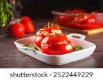 Delicious stuffed tomatoes with minced beef and rice