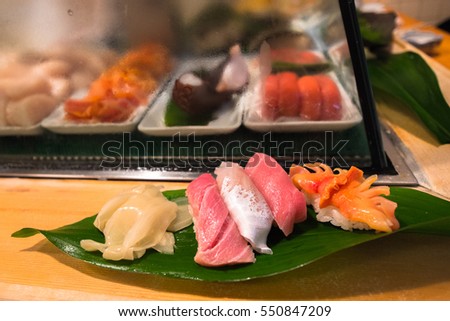 Delicious Sushi at Japan Tokyo Tsukiji Market Sushi Bar