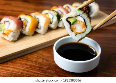 Delicious Sushi And Its Soy Sauce