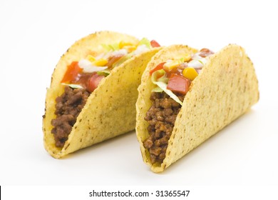 Delicious Taco, Mexican Food Isolated Over White