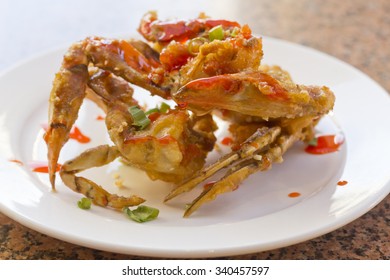 Delicious Thai Fried Crab Legs With Sweet Red Sauce Drizzle