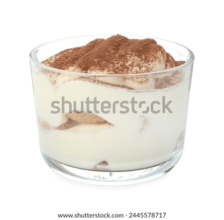 Delicious tiramisu in glass isolated on white