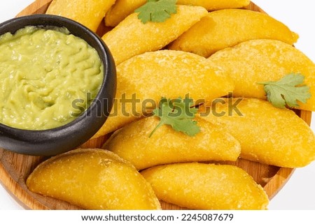Delicious And Traditional Colombian Empanadas; Photo White Background