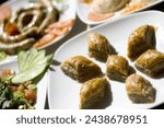 Delicious Turkish baklava on a plate, traditional eastern dessert with walnuts and syrup, Mediterranean cuisine.