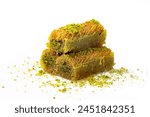 Delicious Turkish dessert pistachio kadayif. Burma kadayıf