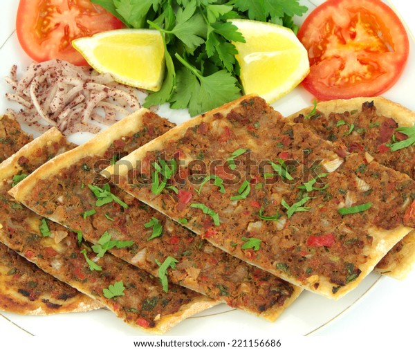 Delicious Turkish Pizza Lahmacun Etli Ekmek Stok Fotoğrafı (Şimdi