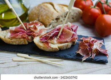 Delicious Typical Tapa Of Serrano Ham