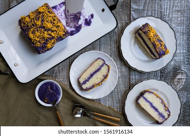 Delicious Ube (Purple Yam)  Yema CAke Topped With Cheese