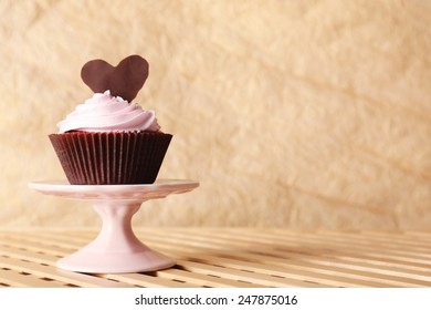 Delicious Valentine Day Cupcake On Table