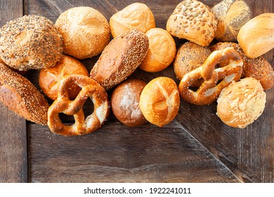 Delicious variety of German breads and bread rolls