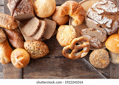 Delicious variety of German breads and bread rolls