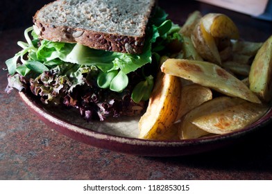 Delicious Veggie Sandwich With Yukon Gold Thick Cut Fries