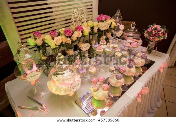 Delicious Wedding Reception Candy Bar Table Stock Photo Edit Now