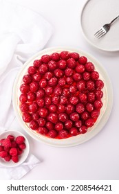 Delicious White Sponge Cake With Raspberries