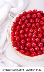 Delicious White Sponge Cake With Raspberries