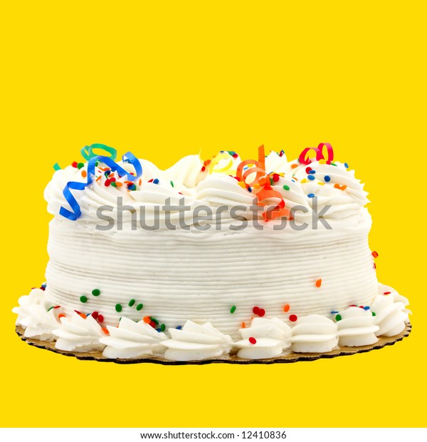 Delicious White Vanilla Birthday Cake Red Stock Image Download Now