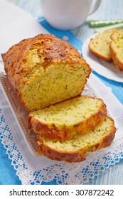 Delicious zucchini bread loaf on a table