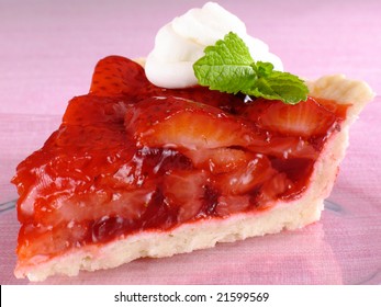 Deliciously Sweet Strawberry Pie With Whipped Cream.