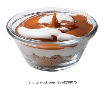 deliciuos cream mousse caramel sauce