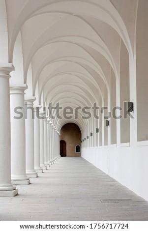 
A delightful architectural tunnel of white columns in Dresden in Germany.