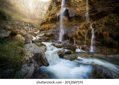 The Delika Canyon Is Where The Nervión River Runs In The Amurrio Locality, Alava, After The Nervión River Jump.
