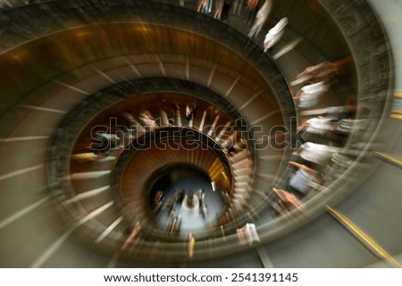 Delirium feeling,a dynamic image of the steps of the Vatican City.The famous staircase of the Vatican Museum,which is visited by many tourists.Bramante's Staircase is a popular tourist attraction.