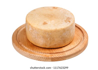 delisious parmesan (pecorino) cheese head isolated on white