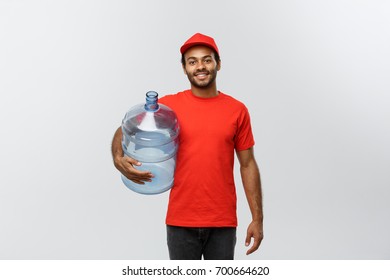 Delivery Concept Handsome African American Delivery Stock Photo ...