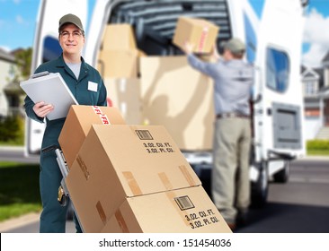 Delivery Courier. Shipping And Moving Service Background.
