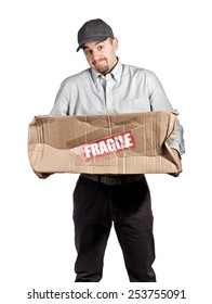 Delivery Man And Broken Parcel