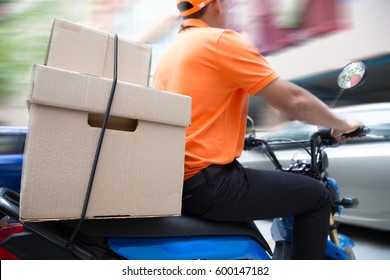 Delivery man ride motorcycle service, Fast and Free Transport